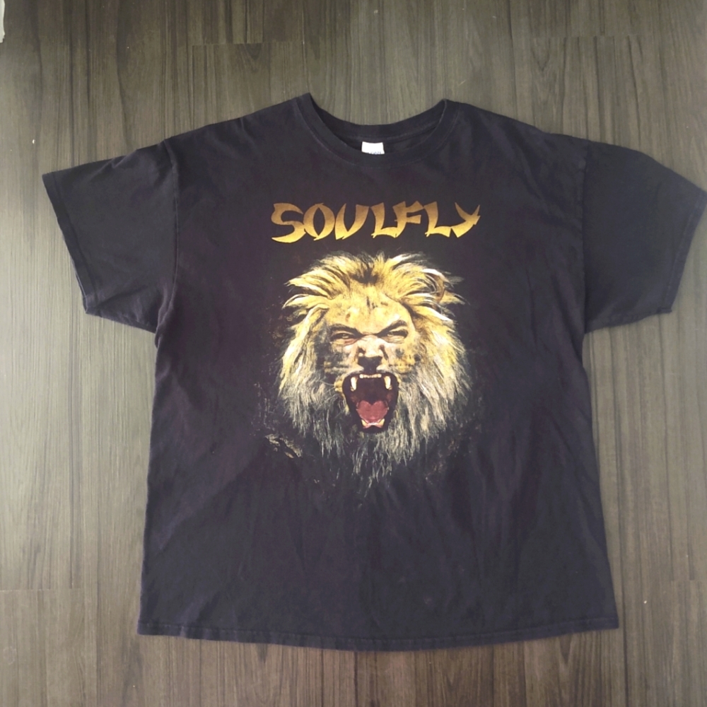 Soulfly Vintage T-shirt Tee Lion Max Cavalera XXX Black XL Gildan 100% Cotton